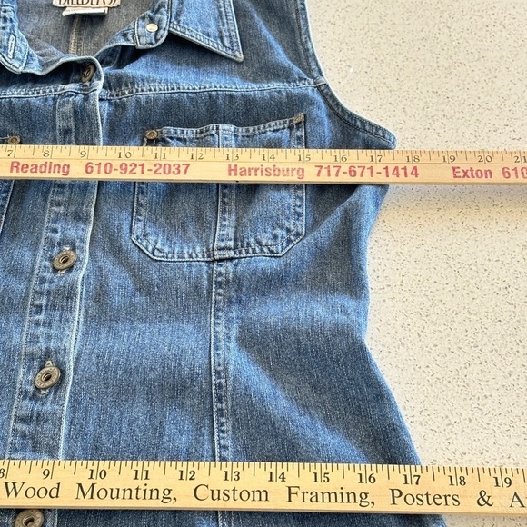 VTG Bill Blass Womens Denim Dress Medium Jumper Sleeveless Maxi Cottagecore 90s - Picture 15 of 16
